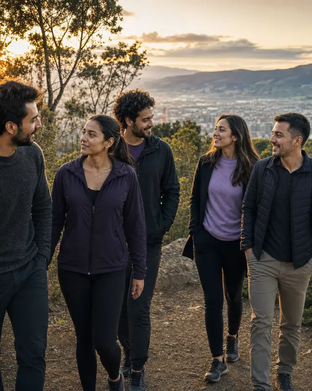 Grupo de amigos disfrutando un plan al aire libre cerca de Bogotá